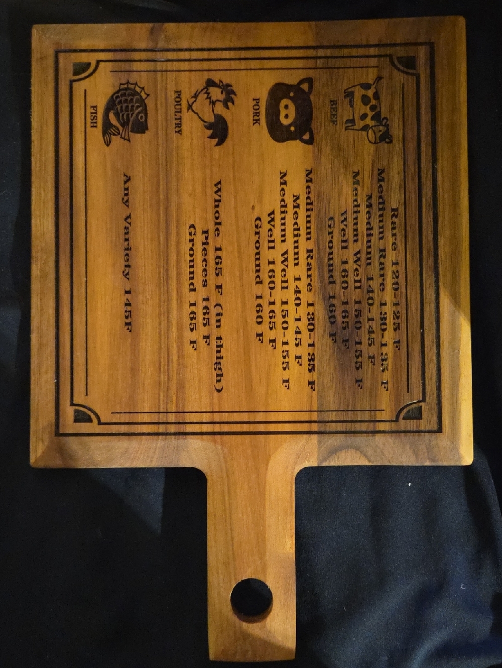 Engraved Wooden Cutting Board with Handle - Natural Wood Tone